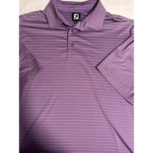 FootJoy Mens XL Purple Striped Golf Polo Shirt Short Sleeve